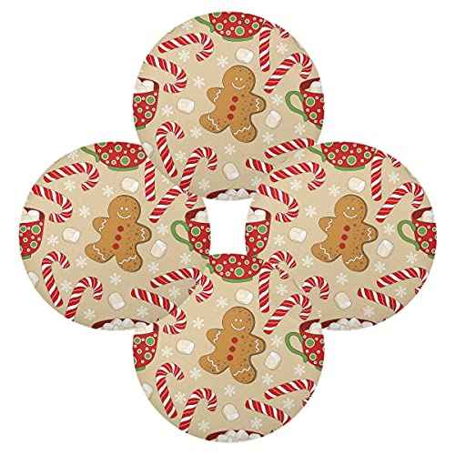 Aslsiy Christmas Gingerbread Man Round Placemats Set of 4 Winter Snowflakes Table Mats for Kitchen Non-Slip Cane Candy Brown Place Mats for Home Holiday Party Decor 15 inch