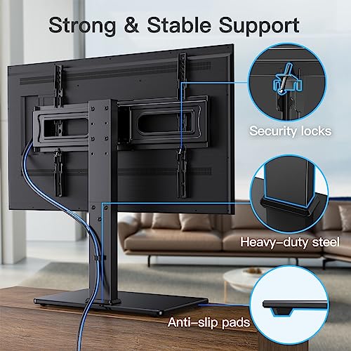 PERLESMITH Universal Swivel TV Stand for 37-80 Inch Flat & Curved TVs, Holds Up to 99lbs