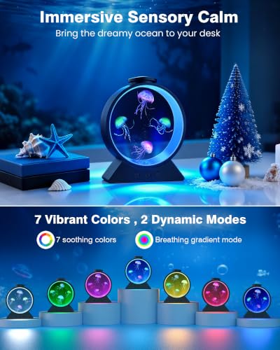 Jellyfish Lamp for Sleep Anxiety Calming Night Light Bedroom(Black)