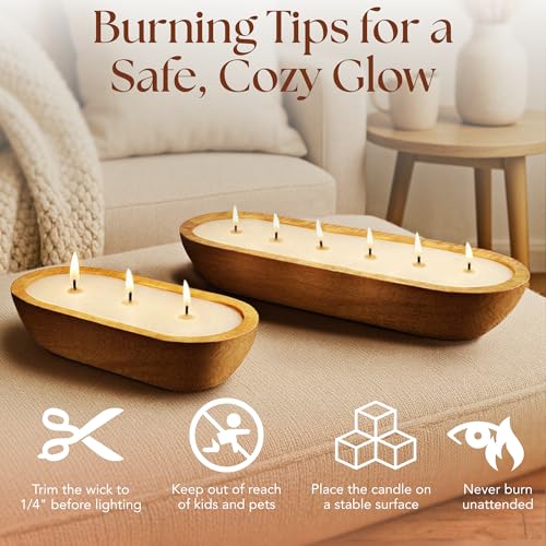 Pumpkin Spice Soy Candle in Rustic Wooden Dough Bowl - 3 Wick Fall Decor