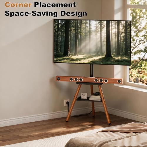 Adjustable Tripod TV Stand for 23-65 Inch Screens with Shelves & Cable Management