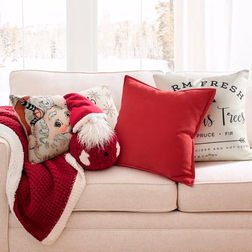 ZWJD Christmas Pillow Covers 22x22 Set of 2 Chenille Red Decorative Pillowcases