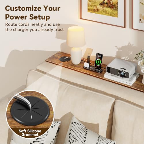 Rustic Brown 69.3-Inch Behind Couch Console Table Adjustable Height 24-36"