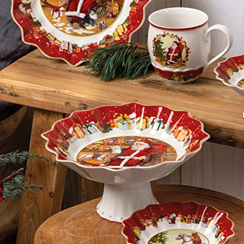 Villeroy & Boch Toy's Fantasy Christmas Collection Footed Pastry Plate 9.5x4.75in, Colorful, 25x25x12.5cm