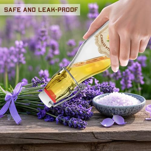8 oz Square Glass Vanilla Extract Bottles Set - 10 Pack with Swing Tops, Labels & Funnel - Variation of 10PC 8oz Square Bottle