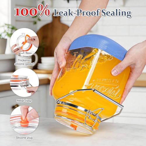 Folinstall 1 Gallon Fermentation Jar Set with Handles & Airlocks – 2 Pack for Mead, Wine, Sourdough