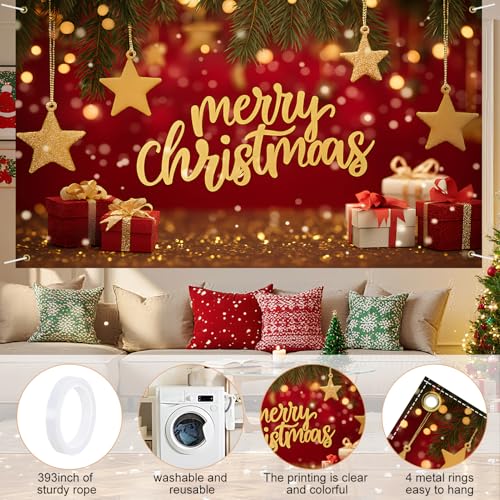 LEIWEIHOPE Christmas Backdrop Banner 71x43 Inch Snowman Santa Nativity Xmas Decoration (20)