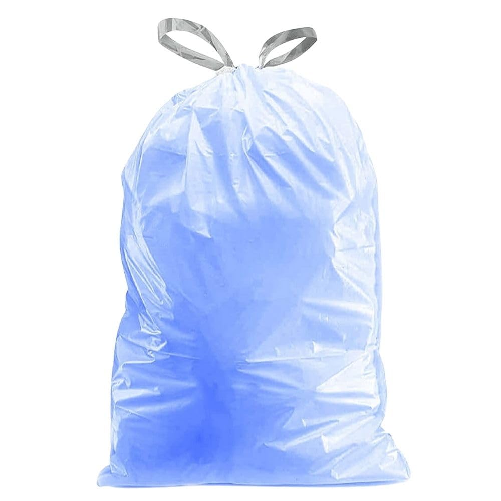 Plasticplace Custom Fit Trash Bags, Compatible with simplehuman Code H (200 Count) Tinted Blue Drawstring Garbage Liners 8-9 Gallon / 30-35 Liters, 18.5" x 28"