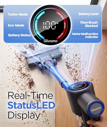 Slivamo S10 Cordless Vacuum Cleaner 40KPa 45-Minute Runtime, LED Touch Display
