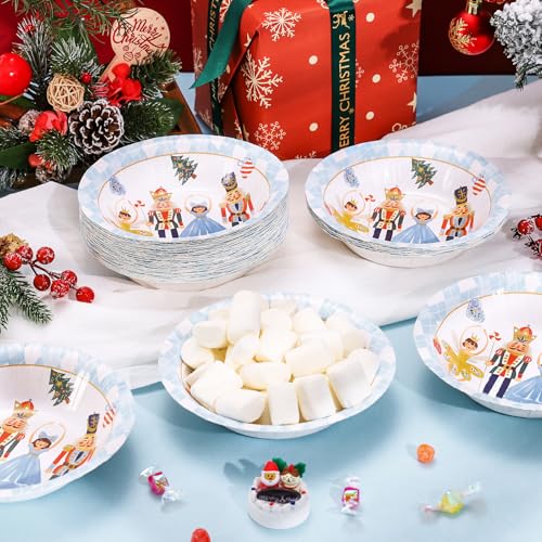 FYSUIMU Nutcracker 50Pcs 16oz Christmas Paper Bowls - Disposable Holiday Party Tableware