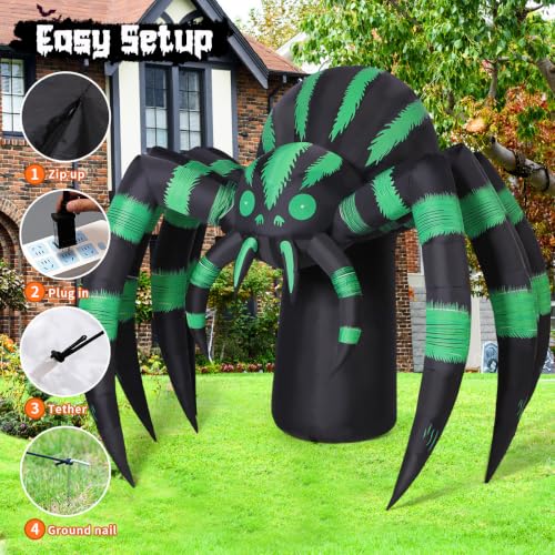7FT Inflatable Halloween Spider with LED Lights Outdoor Yard Decoration