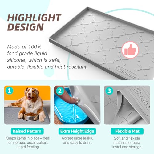 SIKADEER Gray Waterproof Under Sink Mat 37x22 Inches Silicone Cabinet Protector