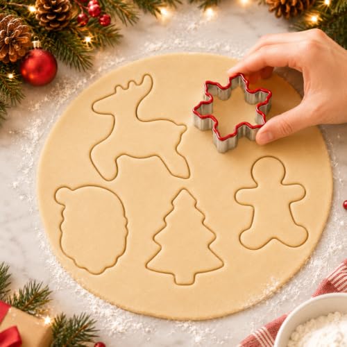 KAISHANE 5-Piece Cookie Cutter Set – Stainless Steel with Soft PVC Edge