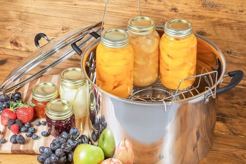Prep•N•Cook 21.5Qt Induction Stainless Steel Water Bath Canner - Includes Glass Lid & Jar Rack