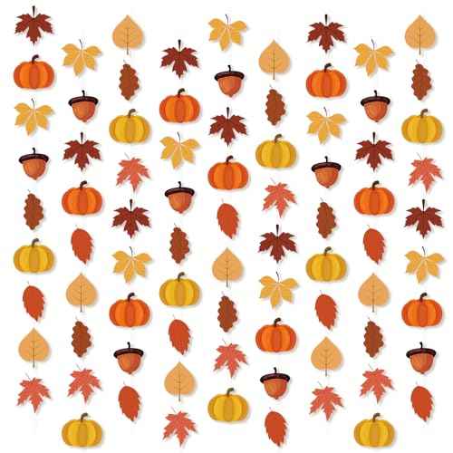 Thanksgiving Fall Maple Leaf Hanging Garland Decor Acorns & Maple Leaves Banner for Mantle Autumn Harvest Decorations Home Garden Wedding Wall Doorway Backdrop Supplies