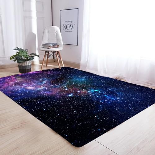 Galaxy Space Starry Sky Area Rug 5x7 Feet for Kids Bedroom Living Room - Blue & Purple Variation of Multi1
