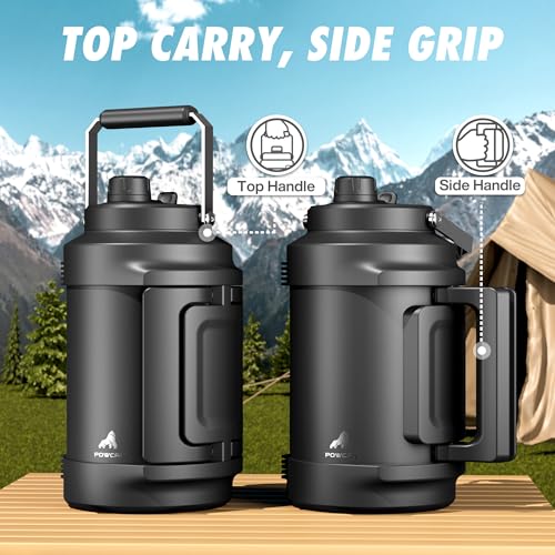 Insulated Water Bottle 1 Gallon - Leakproof, Keeps Cold 48H, Midnight, 128oz
