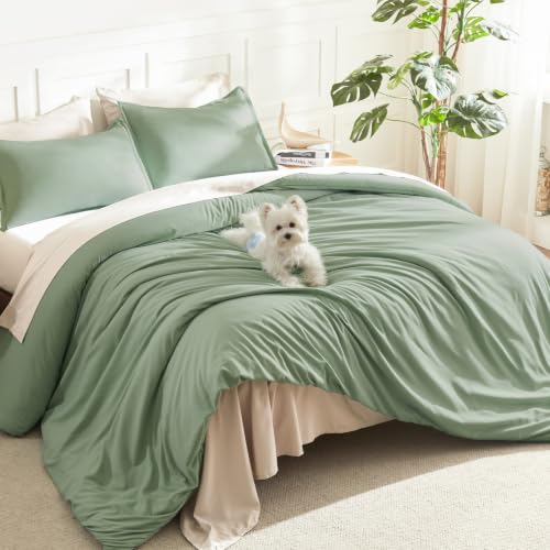 Litanika King Sage Green Comforter Set 3 Pieces - Lightweight Boho Bed Bedding