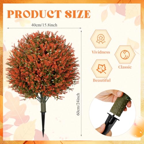 Lunmon 24-Inch Artificial Topiary Trees Set - 2 Pack Outdoor Golden Lavender