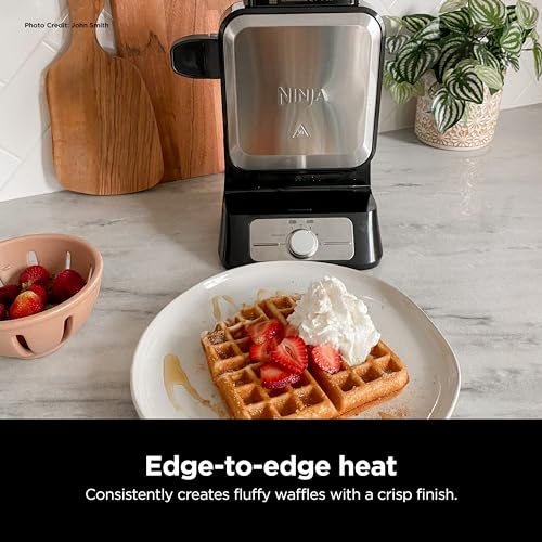 Belgian Waffle Maker with 5 Shade Settings, Vertical Design, Nonstick Interior