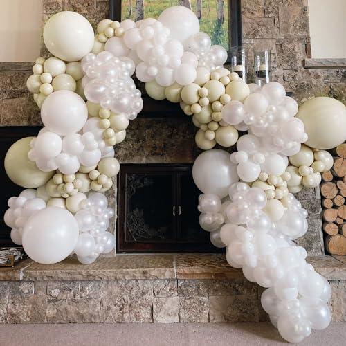 Sand White 12 Inch Latex Balloon Arch Kit 110pcs for Wedding Birthday Party Decorations
