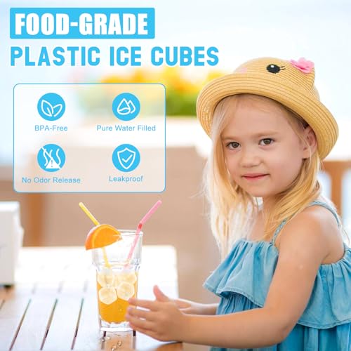 White Reusable Ice Cubes - 300 Pack, BPA-Free, Slow-Melting, for Drinks & Cold Therapy