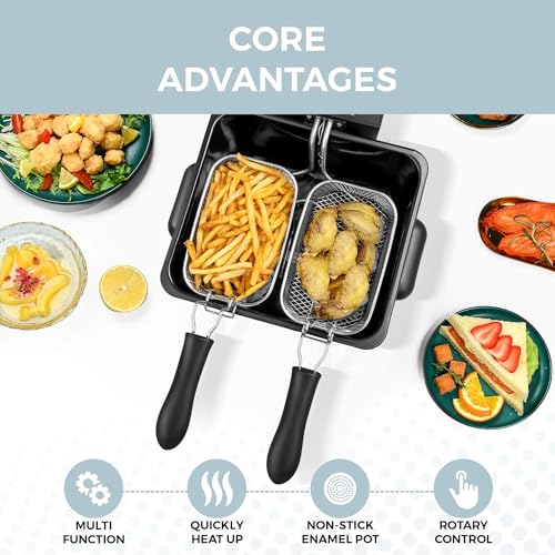 Electric Deep Fryer 4.5L with Baskets, Temperature Control & Timer