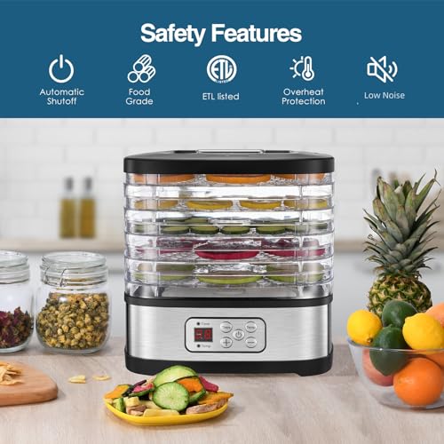 OSTBA 5-Tray Food Dehydrator with Electronic Digital Control – 240W for Jerky, Fruit & Snacks