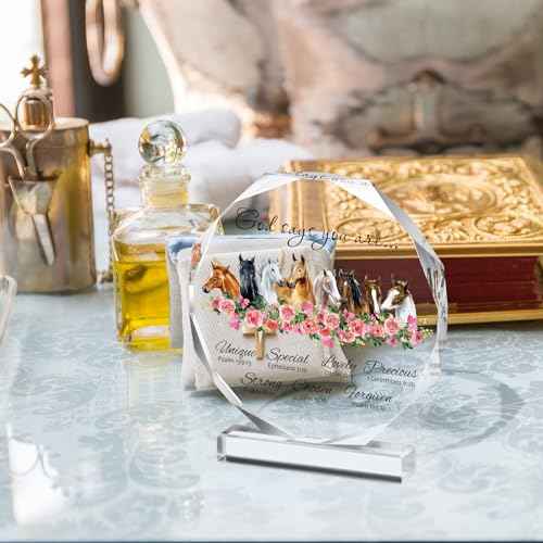 Gerrii Horse Acrylic Christian Gifts for Women Christmas Birthday Inspirational Religious Gifts for Friends Bible Verse Table Decor Motivational Scripture Prayer Mom Female Coworker Sister Plaques