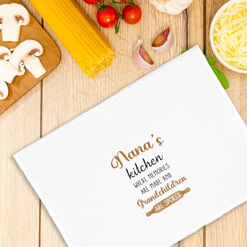 Spoiled Nana Kitchen Towels - Grandma Gifts for Mother's Day, Christmas, Rustic Farmhouse Decor, 16x24in Hand Towels
