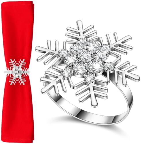 Mimorou 1 Pcs Christmas Snowflake Napkin Ring Holder - Silver