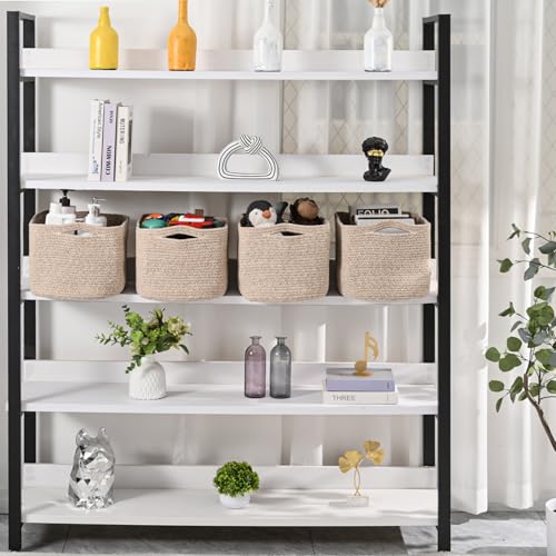 Rope Storage Baskets Set of 4 - 15x11x9 Inch Mixed Brown Organizers
