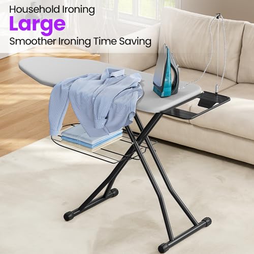 KINGBOARD Gray Extra Wide Heavy Duty Ironing Board, Large 18x47-inch