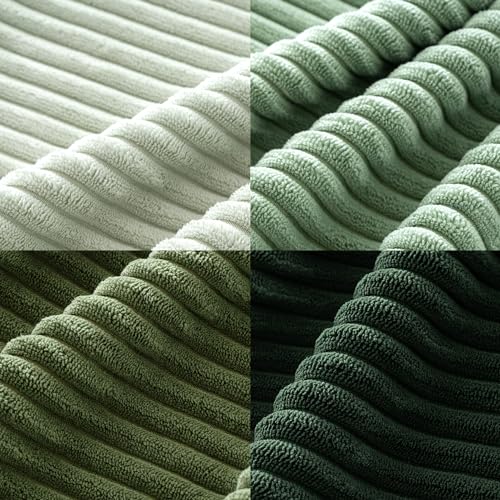 20x20 Inch Corduroy Throw Pillow Covers Set of 4 - Forest Green | Boho Decor