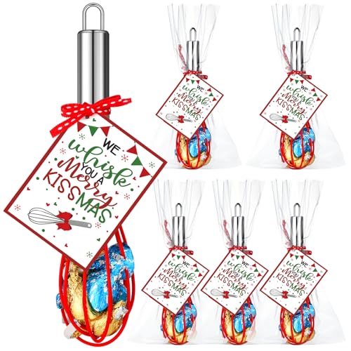 Nuogo 6-Pack Christmas Neighbor Gift Whisks with Cards, 8 Inch