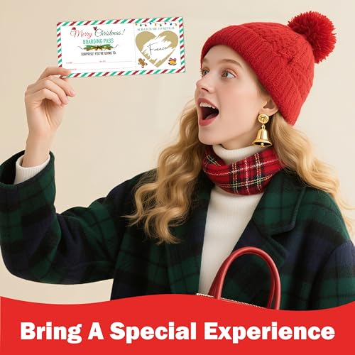 Christmas Travel Gift Tickets with Scratch-Off Plane Passes & Envelopes for Couples & Family