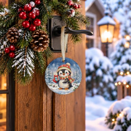 Fulsoe Winter Penguin Christmas Ornament - Blue Holiday Tree Decor