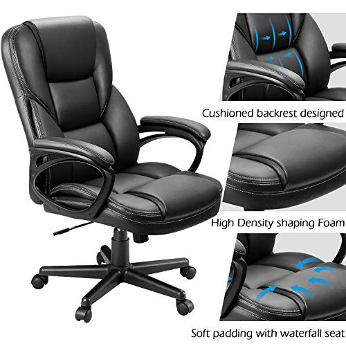 Furmax Black Executive Office Chair with Lumbar Support & Swivel, Adjustable Height