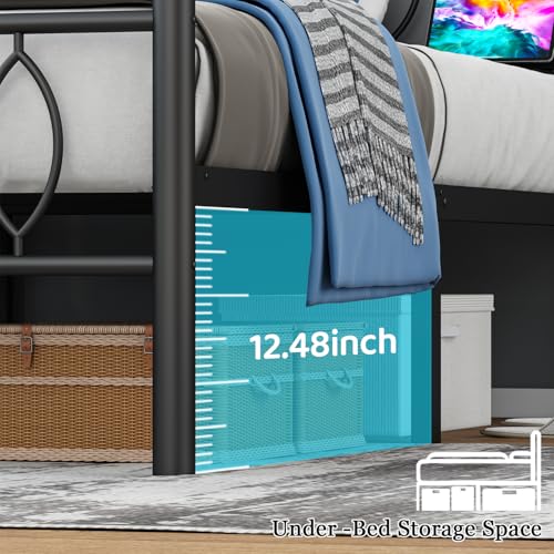 Black Full Size Bed Frame with Headboard, LED Lights & Charging Station - Variation of THIS listing