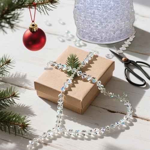 99ft Clear Bead Garland, Clear Acrylic Crystal Strand Roll for Christmas Tree, Hanging Ornaments, Holiday Home D?cor, DIY Crafts and Curtain Decorations