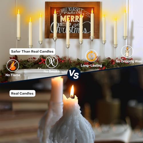Cosylive 9 Pack Christmas Window Candles with Remote Timer – Flameless Taper Candles with Suction Cups