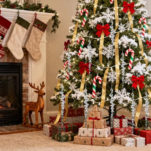 DAHI 26pcs Small Transparent Christmas Icicle Ornaments for Tree Decoration