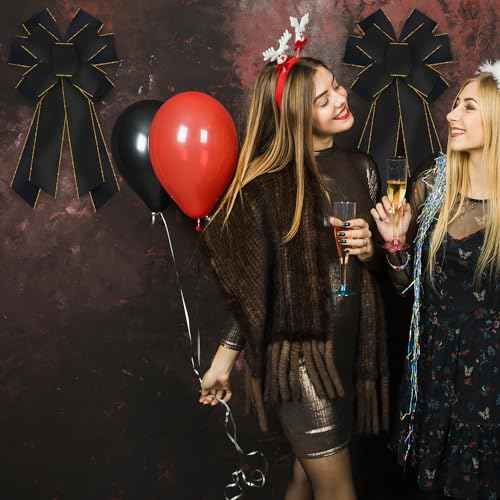 Luxury Black Gold Halloween Wreath Bow - Extra Large Wired Christmas Decor for Front Doors, Holiday Trees & Festive Indoor Outdoor Decorations, 11.42x20.87 Inch