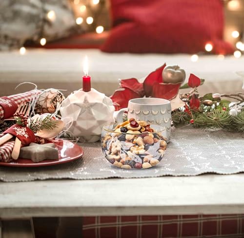 16 oz Festive Holiday Glass Nut Bowl with Gold Rim – Clear Bowl for Nuts & Snacks