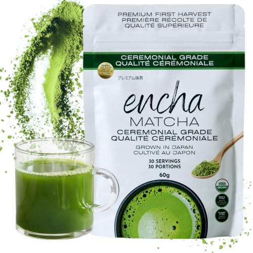 Encha Organic Ceremonial Grade Matcha Powder 2.12oz - First Harvest, Shade-Grown from Japan