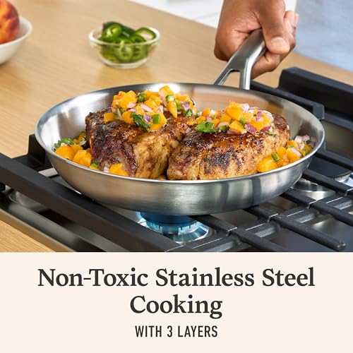 Calphalon 10-Inch Brushed Stainless Steel Fry Pan with Turbo Heat Tech, Oven Safe