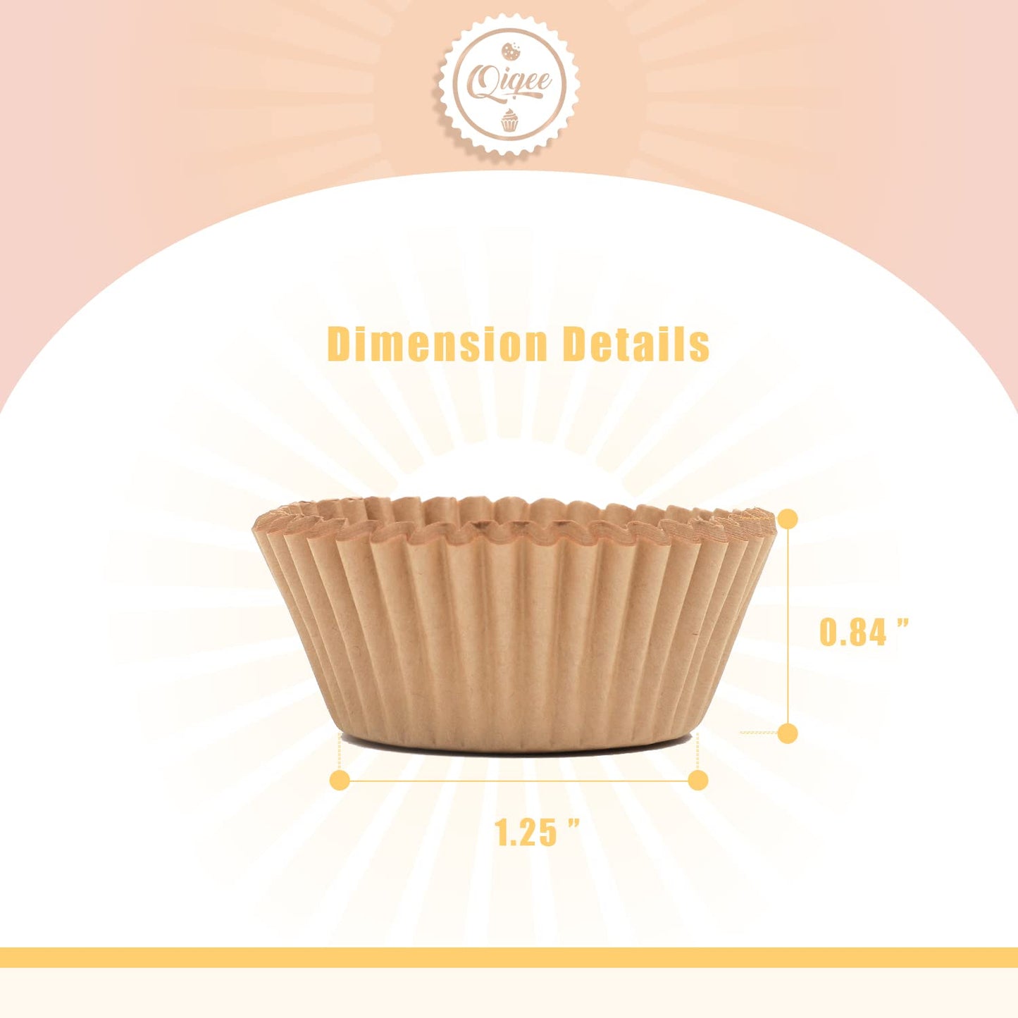 qiqee 1000 Count Mini Cupcake Liners Natural Muffin Liners Food Grade Baking Cups Paper No Smells（Small Size）