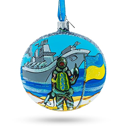 Ukrainian Heroes Glass Christmas Ornament 4 Inch Hand-Painted Holiday Decor