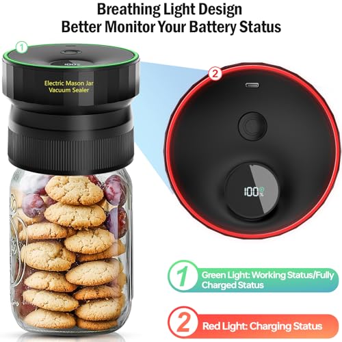 Attikbiz Black 2026 Fully Automatic Mason Jar Vacuum Sealer Kit