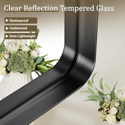 VooBang Black Rectangular Bathroom Mirror 48-Inch Wall Mirror with Deep Frame